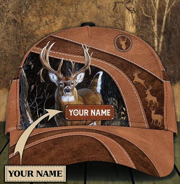 Maxcorners Deer Hunting Leather Pattern Personalized Cap