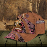 Maxcorners Deer Hunting Leather Pattern Pink Camo Personalized Cap