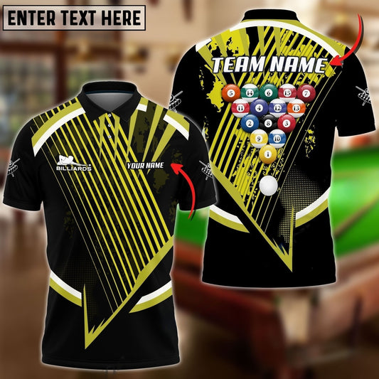 Maxcorners Billiards Sport Jersey Personalized Name, Team Name 3D Polo Shirt (4 Colors)
