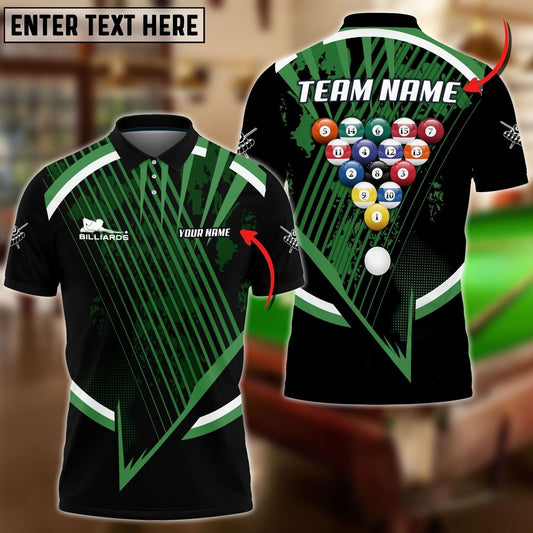 Maxcorners Billiards Sport Jersey Personalized Name, Team Name 3D Polo Shirt (4 Colors)