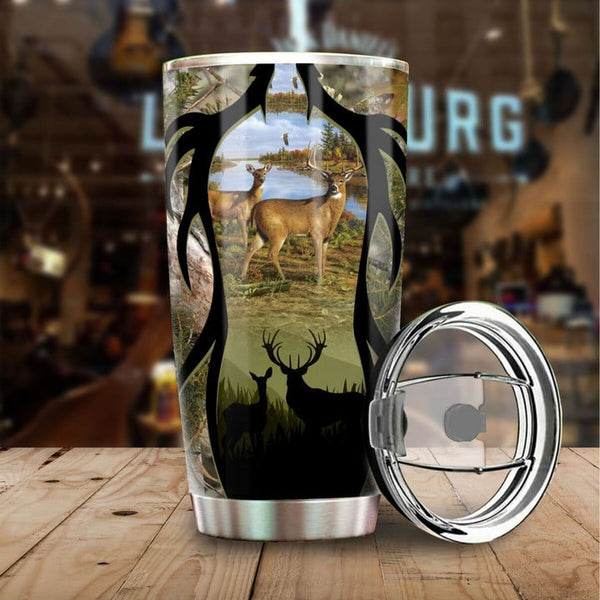 Maxcorners Love Deer Hunting Camouflage Hunting Stainless Steel Tumbler