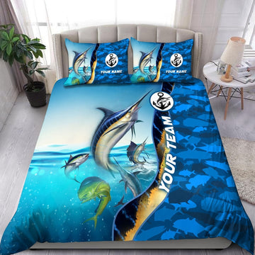 Maxcorners Personalized Marlin, Mahi Mahi Fishing Bedding Set