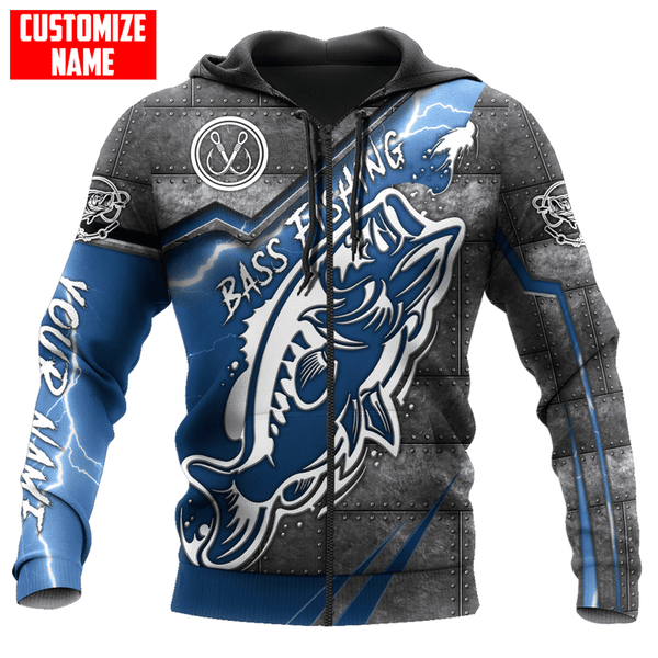 Maxcorners Personalized BASS FISHING METAL BOAT 3D Hoodie