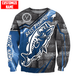 Maxcorners Personalized BASS FISHING METAL BOAT 3D Hoodie