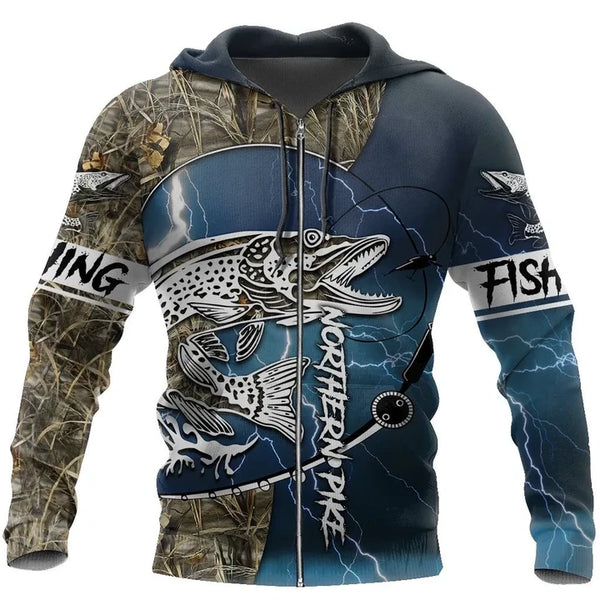 Maxcorners NORTHERN PIKE Fishing 3D Hoodie