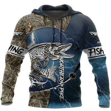 Maxcorners NORTHERN PIKE Fishing 3D Hoodie