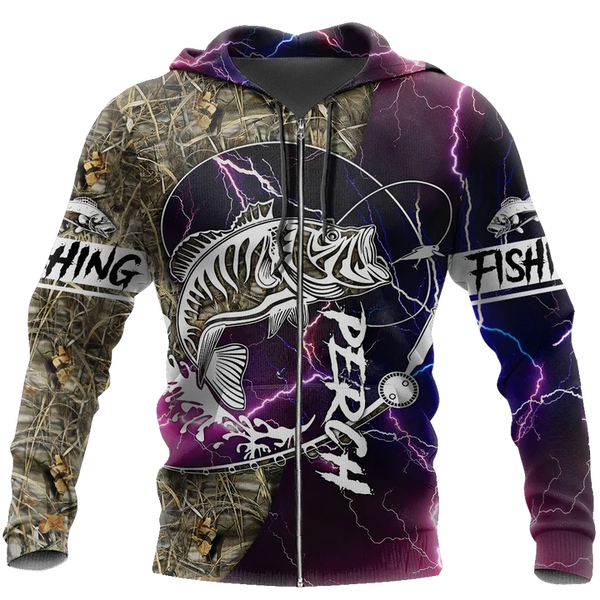 Maxcorners PERCH FISHING HUK UP Fishing 3D Hoodie