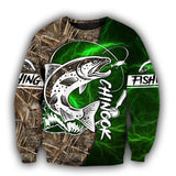 Maxcorners CHINOOK FISHING SALMON CAMO Fishing 3D Hoodie