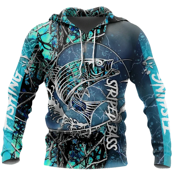 Maxcorners STRIPED BASS Fishing 3D Hoodie