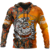 Maxcorners SNAKEHEAD ORANGE CAMO Fishing 3D Hoodie