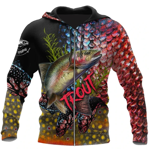 Maxcorners TROUT-SALMON Fishing 3D Hoodie