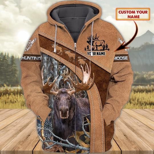 Maxcorners Personalized Name Moose Hunting 3D All Over Printed Unisex Shirt