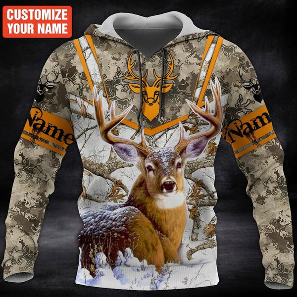 Maxcorners Personalized Name Deer Hunting Pattern All Over Printed Unisex Shirt