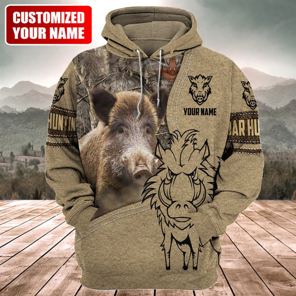 Maxcorners Personalized Name Boar Hunting Q2 All Over Printed Unisex Shirt