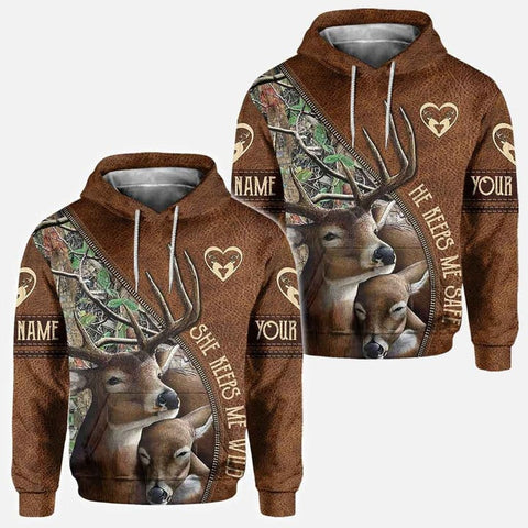 Maxcorners Deer Couple-Combo Hoodie Couple 3D All over Printed Shirt