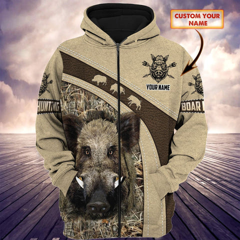 Maxcorners Personalized Name Boar Hunting 3D All Over Printed Unisex Shirt