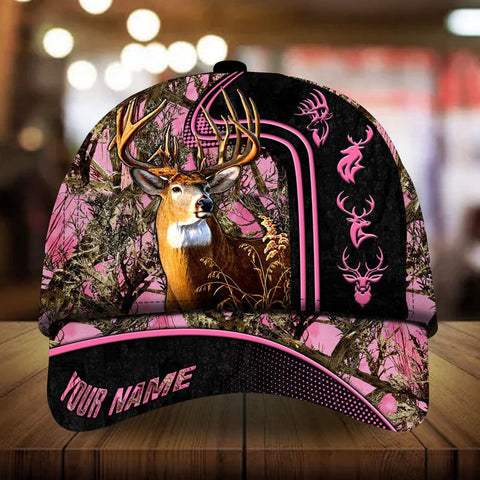 Maxcorners Beautiful Deer Hunting Camo Personalized Cap 3D