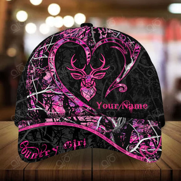 Maxcorners The Unique Deer Country Girl Personalized Hats 3D Multicolored