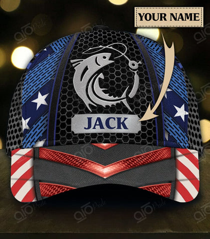 Maxcorners Custom Text Flag Us Fishing 3D Cap