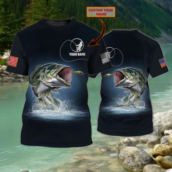 Maxcorners Bass Fishing Customize Name 3D Shirts