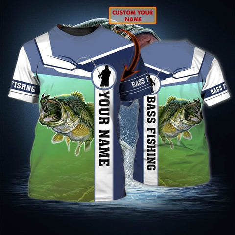 Maxcorners Bass Fishing Customize Name 3D Shirts