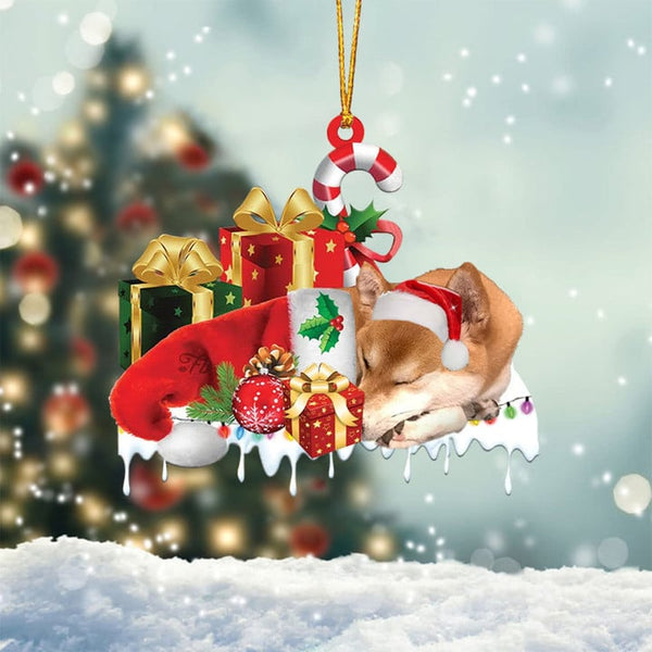 MAXCORNERS BRINDLE BOXER1 MERRY CHRISTMAS HANGING ORNAMENT