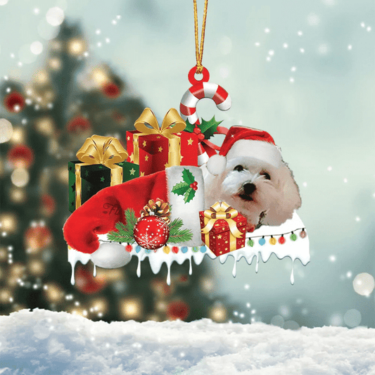 MAXCORNERS BERNESE MOUNTAIN MERRY CHRISTMAS HANGING ORNAMENT