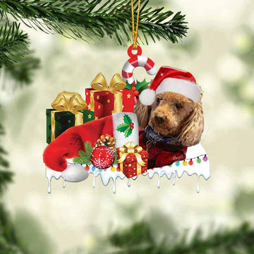 MAXCORNERS WHITE STAFFIE MERRY CHRISTMAS HANGING ORNAMENT