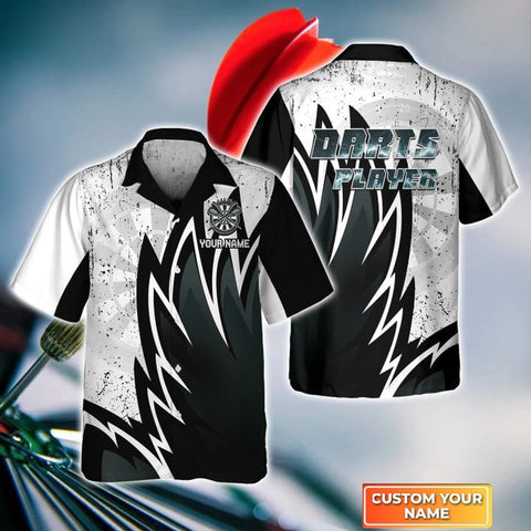 Maxcorners Darts Player Wings Customized Name 3D Hawaiian Shirt