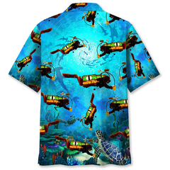 Maxcorners Scuba Diving Creature Colorful Hawaiian Shirt