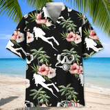 Maxcorners Scuba Diving Nature Flower Colorful Hawaiian Shirt