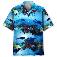 Maxcorners Scuba Diving Light Ocean Colorful Hawaiian Shirt