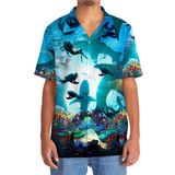 Maxcorners Scuba Diving Shark Colorful Hawaiian Shirt