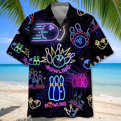 Maxcorners Bowling Neon Hawaiian Shirt