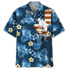Maxcorners Scuba Diving USA Blue Colorful Hawaiian Shirt