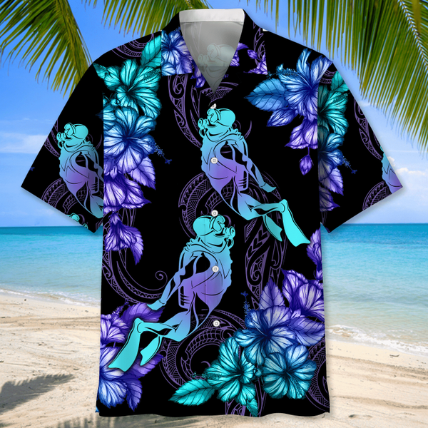 Maxcorners Scuba Diving Tropical Colorful Hawaiian Shirt