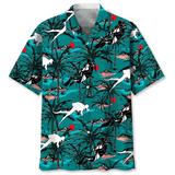 Maxcorners Scuba Diving Coconut Tree Colorful Hawaiian Shirt