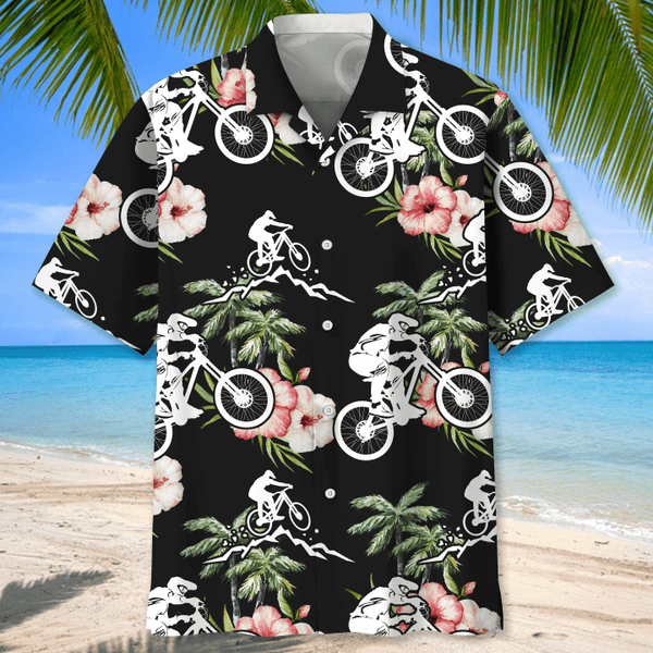 Maxcorner MOUNTAIN BIKE NATURE FLOWER HAWAIIAN SHIRT