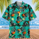 Maxcorner MOUNTAIN BIKE GREEN TROPICAL HAWAIIAN SHIRT