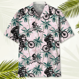 Maxcorner MOUNTAIN BIKE TROPICAL PINK HAWAIIAN SHIRT