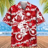 Maxcorner MOUNTAIN BIKE RED NATURE HAWAIIAN SHIRT