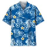 Maxcorner MOUNTAIN BIKE BLUE NATURE HAWAIIAN SHIRT