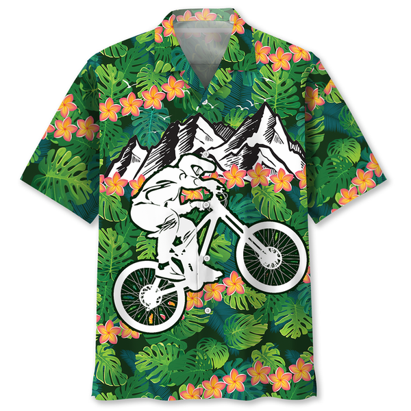 Maxcorner MOUNTAIN BIKE TROPICAL HAWAIIAN SHIRT