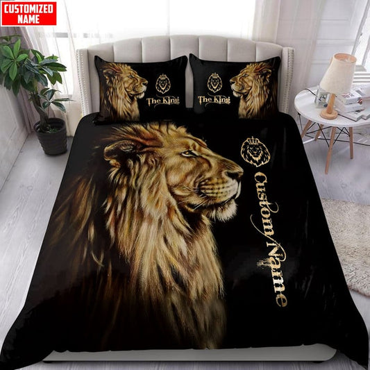 Maxcorners Custom Name King Lion Bedding Set 3D All Over Printed