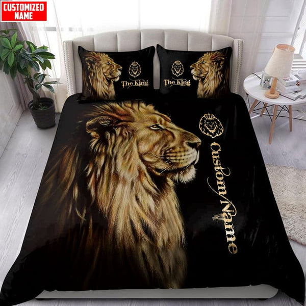 Maxcorners Custom Name King Lion Bedding Set 3D All Over Printed