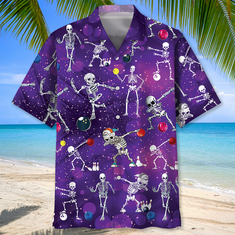 Maxcorners Bowling Skeleton Hawaiian Shirt