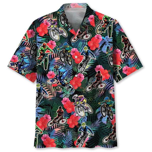 Maxcorner MOUNTAIN BIKE TROPICAL HAWAIIAN SHIRT