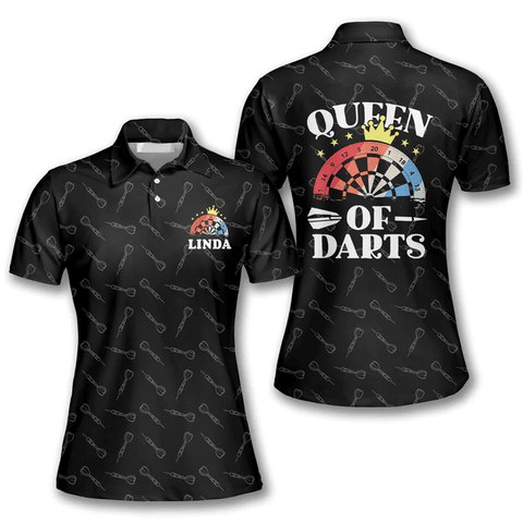 Maxcorners Queen of Darts Arrow Pattern Personalized Name 3D Shirt