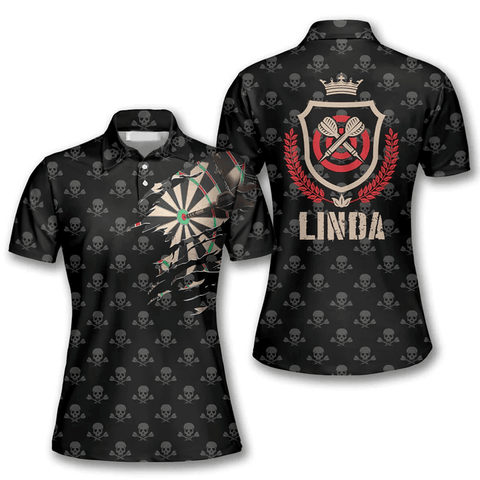 Maxcorners Darts Skull Pattern Personalized Name 3D Shirt