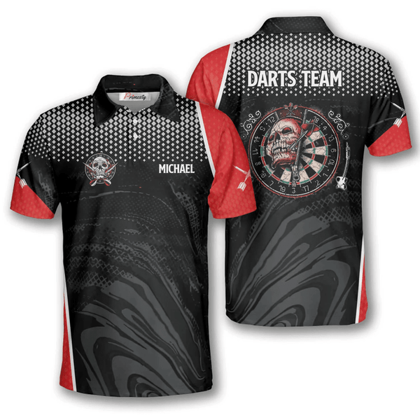 Maxcorners Sports Skull Smoky Darts Personalized Name 3D Shirt